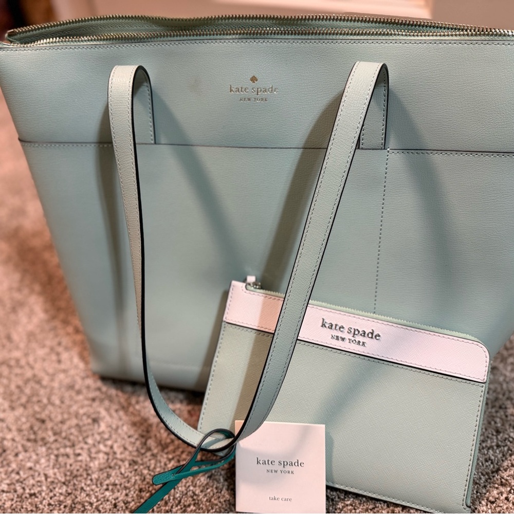 Kate Spade Light Green Tote with Wallet
